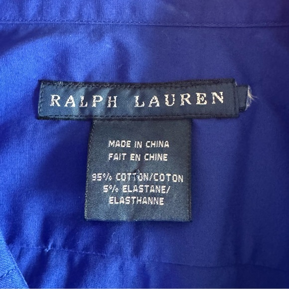 RALPH LAUREN Blue Label Stretch Button Down Shirt Cobalt Womens Medium - Picture 2 of 9